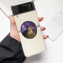 Phone Case For Samsung GalaxyZ Flip 4 5 Fold Clear Hard PC Shell Cute Cartoon Capybara For Samsung Z Flip 3 Cover Funda Bumper Galaxy Z Flip 3 beige