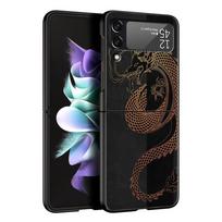 Phone Case for Samsung Galaxy Z Flip 3 4 5 Folding Mobile Shell Hard PC Fundas Black Coque Capa Protect Cover Dragon Tiger Samsung Z Flip