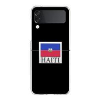 Phone Case For Samsung Galaxy Z Flip 3 4 5 Transparent fold High Hard PC Shell For Galaxy Z Flip 3 5 Cover shipping Haiti Flag Galaxy Z Flip 5