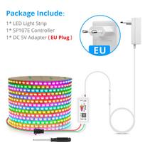 DC5V WS2812B RGBIC LED juostiniai žibintai 5 mm su Bluetooth valdikliu LED juostos diodo šviesa, individualiai adresuojamas muzikos sinchronizavimas 3M-EU