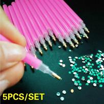 5Pcs/set  Pink Nail Art Rhinestone Gem Picker Pen Dotting Manicure Nail Art Tools
