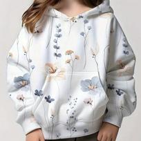 New Kid's Flora 3D Printed Long Sleeved Casual Hooded Sweatshirt Pocket  Hooded Pullover Spring And Autumn Top 100CM