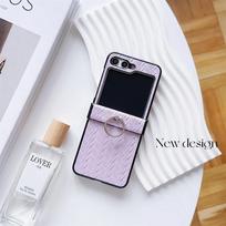 Audimo odinis žiedo laikiklis telefono dėklas, skirtas Samsung Galaxy Z Flip 6 5 4 3 Flip6 Flip5 Flip4 Flip3 5G 5G apsauginis dangtelis For Galaxy Z Flip3 violetinė