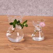 Clear Angel Shape Glass Hanging Vase Terrarium Hydroponic Pot Flower Home Decor Glass Terrarium Hydroponic Pot Angel Shaped Vase beige