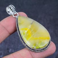 Bumblebee Jasper Gemstone Handmade 925 Sterling Silver Gift Pendant 2.56  Z7u62 gray