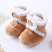 Baby Snow Boots Soft Cartoon Bear Cotton Crib Shoes Infant Toddler Warm Velvet Boots S(0-6 Months) ruda