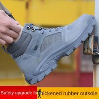 High-Top New Welding Labor Protection Shoes Men's Steel Toe Cap Soft Bottom Anti-Smashing and Anti-Penetration Construction Site Work 36 pilka spalva