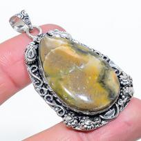 Bumblebee Jasper Gemstone 925 Sterling Silver Jewelry Pendant 2.17  Y8P44 beige