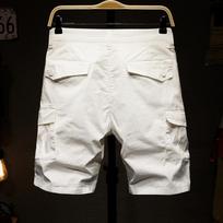 Summer Thin Multi Bag Trendy Brand Workwear Shorts For Men'S Casual Five Quarter Pants Loose Plus Size 28 balta