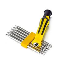 7 vnt. specialios formos magnetinio atsuktuvo apsauginis grąžtas, apsaugotas nuo klastojimo yellow