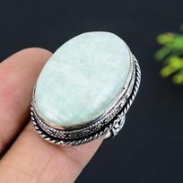 Amazonite Gemstone Handmade 925 Sterling Silver Jewelry Ring Size 7.5 u8L33