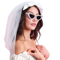 Bride To Be Bowknot Wedding Veil Hair Clip Eyewear for Bridal Shower Hair Veil Tulle Veil for Beach Wedding Party Wear C