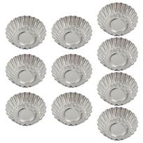 10 Pcs Egg Tart Molds Aluminium Mini Tart Pans Mini Cupcake Cake Muffin Cookie Mold Baking Cups for Steaming and Baking gray