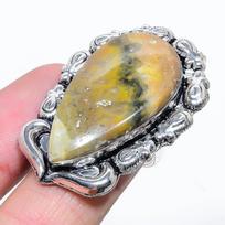 Natural Bumblebee Jasper Gemstone 925 Sterling Silver Gift Ring Size 9 S5o25 beige