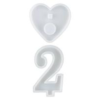 1-10 Numbers Shape DIY Silicone Mold 3D Handmade Candle Holder with Heart Base Gypsum Resin Mold Craft Candlestick Mould 2 white
