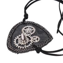 Halloween Costume Props Party Cos Pirate Punk Retro Gear Rivet Clock Leather One-eyed Eye Mask One size