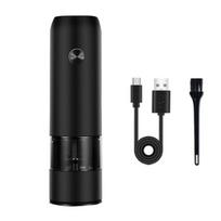 Nerūdijančio plieno USB įkraunamas elektrinis pipirų malūnėlis, LED šiltos spalvos lemputės 6 reguliuojamos Simple black black