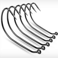High Carbon Steel Crank Hook with Barbed Soft Insect Single Hook Bulk Fishing Hook Wide Belly Crank Hook Sea Fishing Equipment 1/0 # (50 pieces/pack)