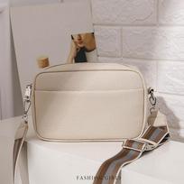 New Solid Color Multi-layer Women Sling Crossbody Bag PU Leather Wide Strap Shoulder Bag gray
