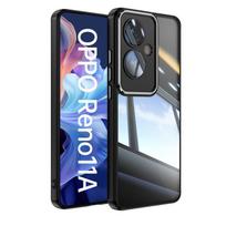 For Oppo Reno 11A 11 F F25 Pro Metal Armor Back Transparent Tempering Shell Full Cover With Lens Film Super Anti-drop Case Protector Reno 11A (Japan) juoda