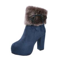 Winter Shoes Women High Heels Boots Fur Warm Shoes 40 geltona