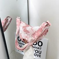 Women Tie Dye Zipper Dumpling Bun Crossbody Bag Leisure Canvas Inclined Shoulder Bags Adjustable Band Strap Large Capacity Chest Bag One Size mėlyna