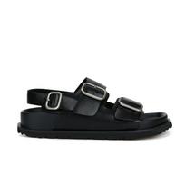 Sandals Women Summer Outer Wear One Strap Round Head Double Buckle Strap Height Increasing Thick Bottom Roman Sandals Slippers 43 juoda