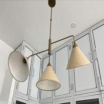 3 Light Mid Century Sputnik Chandelier Modern Raw Brass Pendant Light Fixture gray
