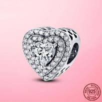 Nauji 925 svarų sterlingų sidabro išlyginti širdelių pakabukai tinka originaliam madingam apyrankės apyrankės 925 sidabro papuošalui Valentino dienos dovanai white