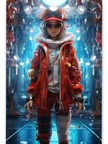 New Helmet Cartoon Girl 5DDIY Diamond Painting Full Circle Square Mosaic Embroidery Cross Stitch Home Decoration Hat Robot Full Round 20x30CM blue