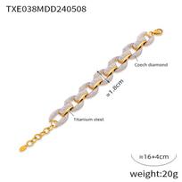 Simple Hip-Hop Wind Titanium Steel Necklace Does Not Fade Trendy Geometric Thick Chain With Diamonds Cuban Chain Suit Women white