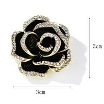 Camellia Flower Enamel Brooch Female Lapel Jewelry Party Pins black