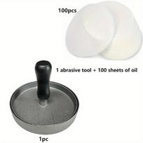 Easy-to-remove aluminum burger press with 100 patty sheets - perfect for grilling, grilling and frying - perfect for making beef burgers Tools+100 pieces of paper juoda