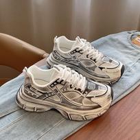 Tėčio batai Moteriški Nauji Super Ugniniai Retro Dvigubo tinklelio Sportiniai Vienviečiai Batai Platforminis Padas Asmenybė Laisvalaikio Sportiniai Moteriški Batai 35 gray