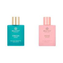 Bella Vita Luxury Fresh Unisex EDT & Rose EDP Perfumes Combo, Pack of 2 Premium Long Lasting Fragrance Scents for Men & Women W, 100 Ml Each pink
