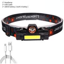 Didinamas mastelio keitimas įmontuotas akumuliatorius, kempingas Galingas LED priekinis žibintas COB USB įkraunamas priekinis žibintas, atsparus vandeniui galvos žibintuvėlis galvos lempos žibintas juoda