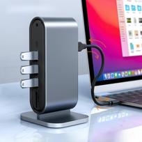 12 viename vertikalios prijungimo stoties Thunderbolt 3 kelių prievadų nešiojamojo kompiuterio šakotuvo išplėtimo adapteris black