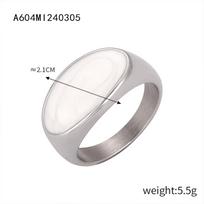 Hong Kong Style Personality Temperament Jewelry Weight Color Glaze Design Sense Titanium Steel Ring Geometric Simple Glossy Index Finger Ring No. 6