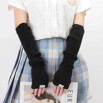 Women Fashion Fingerless Mittens White Black Cosplay Anime Gloves Winter Arm Warmers Gothic Harajuku Knit Mitten Arm Sleeves