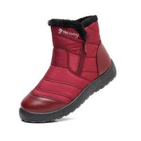 Snow Boots Side Zipper Cotton Boots Medium Tube Waterproof Umbrella Cloth Snow Boots Women's Cotton Shoes Large Size 43 35 raudona