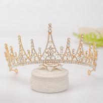 Mada Aukso Spalvos Karūna Nuotakos Princesės Tiaros Diademos Vestuvių Plaukų Aksesuarai Moterims Krištolinis Perlas Galvos Papuošalas Juvelyrika beige