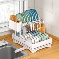 1pc Dish Drying Rack For Kitchen Counter Over The Sink, Detachable Larger Capacity 2-Tier Dish Drying Rack Drainboard Set juoda