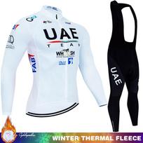 Cycling Bib Men's Blouse Uniform Man UAE Clothing Fleece Jersey Clothes Pants Thermal Underwear Winter Bike 2024 Tricuta Jacket Asian size - XS white