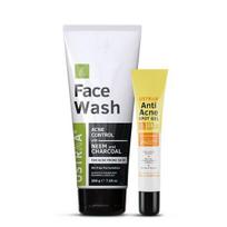 Ustraa Face Wash Acne Control - With Neem & Charcoal - 200g - Oil control, Prevents Acne & Anti Acne Spot Gel -15ml white