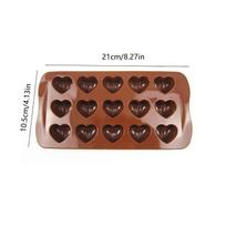 15 Grids Heart Shape Silicone Chocolate Mold, DIY Cake Accessories, Kitchen Ice Cubes Biscuit Pastry Manual Baking Mold, Gift For Valentine's Day ruda