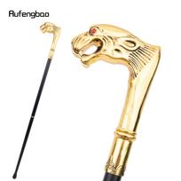 Golden Leopard Red Eye Luxury Fashion Cosplay Walking Stick Party Decorative Cane Elegant Crosier Knob Stick 92cm beige