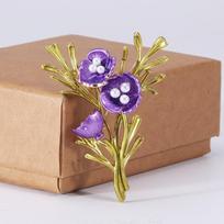 Retro Creative Hand-Painted Oil Poppy Brooch, Simple Women'S Fashion Anti-Light Fixed Pin violetinė
