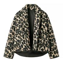 Assorted Vintage Cotton-Padded Baggy Lapel Top Fashion Pocket Cotton-Padded Street Hipster Top Casual Cotton-Padded Jacket S leopardo rašto spalva