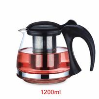 Kūrybiško dizaino stiklinis arbatinukas 1200 ml mados arbatos gėlei su nuimamu plieniniu infuzinio filtro virduliu 1200ml black