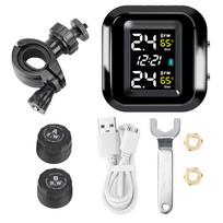 Motociklo TPMS padangų slėgio stebėjimo sistema su 2 išoriniais jutikliais USB įkrovikliu Padangų temperatūros signalizacijos rinkinys Motociklo dviračio universalūs priedai M5